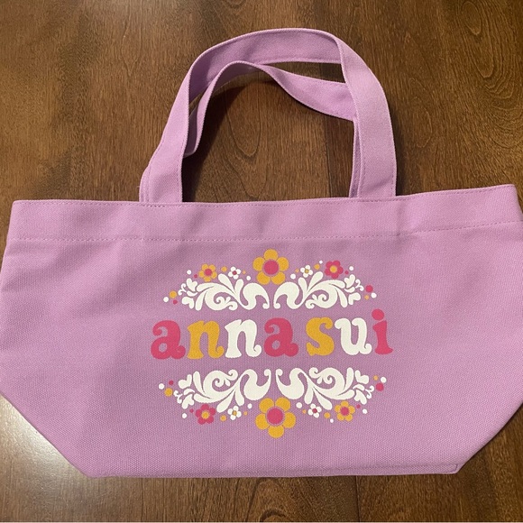 Anna Sui Handbags - Brand New - Anna Sui Lavender Floral Canvas Tote with wristlet
